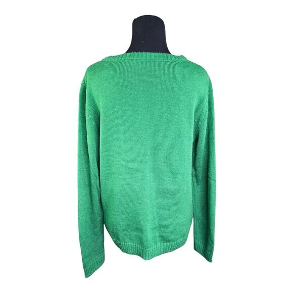 Christmas Ugly Sweater Woman's Santa Mrs Claus Cookies Green W Snowflakes Sz XL - Picture 4 of 11